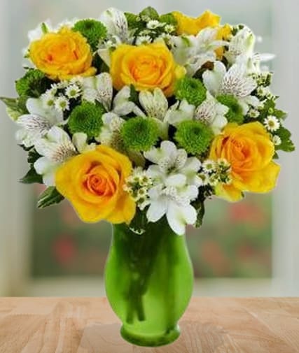 Yellow Green Blooms Flower Bouquet
