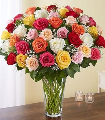 Mixed Color Roses Flower Bouquet