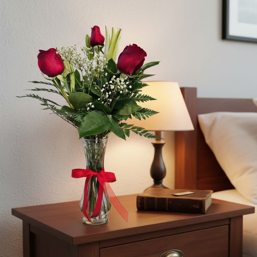 Three Rose and Lily Vase