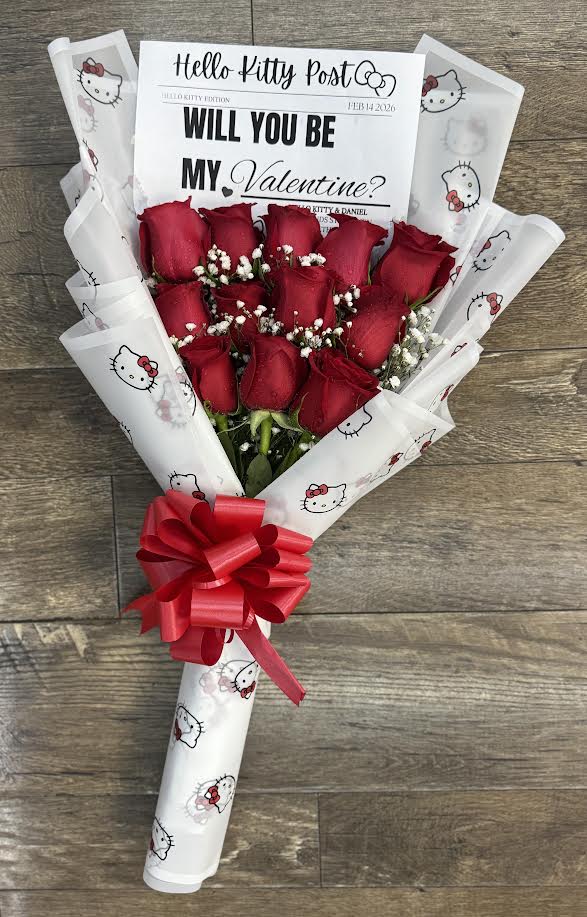 Hello kitty will you be my Valentine Flower Bouquet
