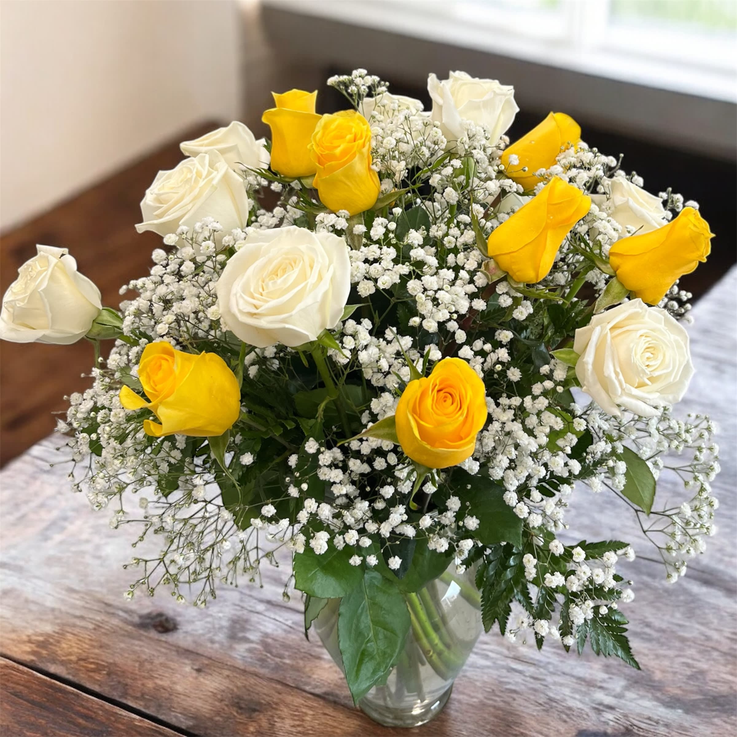 Mixed Dozen Rose Arrangement Flower Bouquet