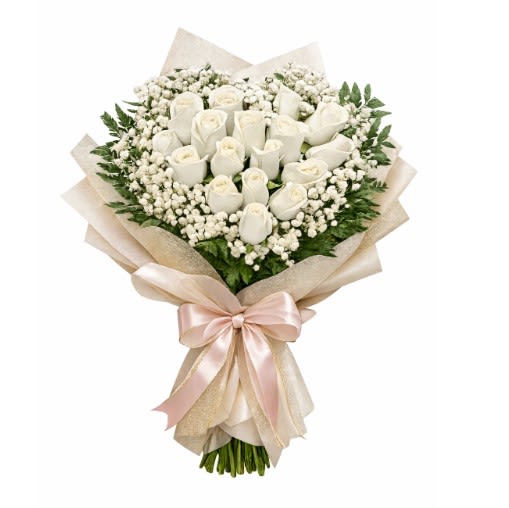 Cloud White Heart Flower Bouquet