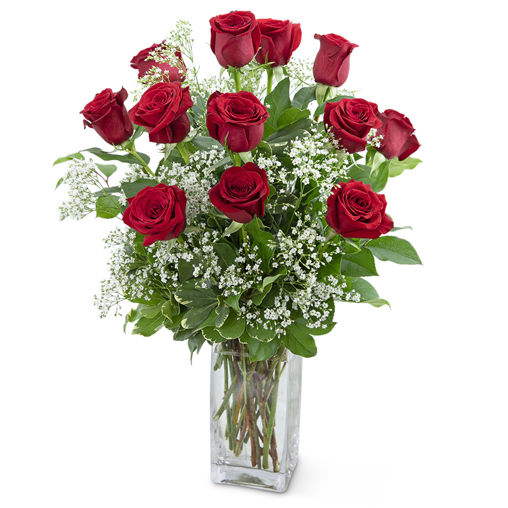 Dozen Roses in a Cloud Flower Bouquet