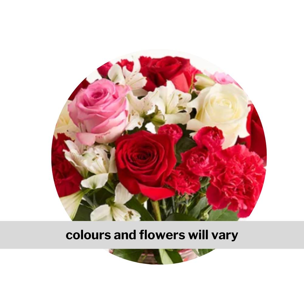 Florist's Choice for Valentine's Arrangement: colours and flowers vary