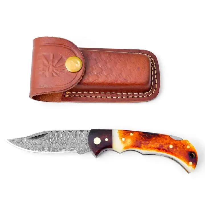 Damascus Steel Pocket Knife Limited Run
