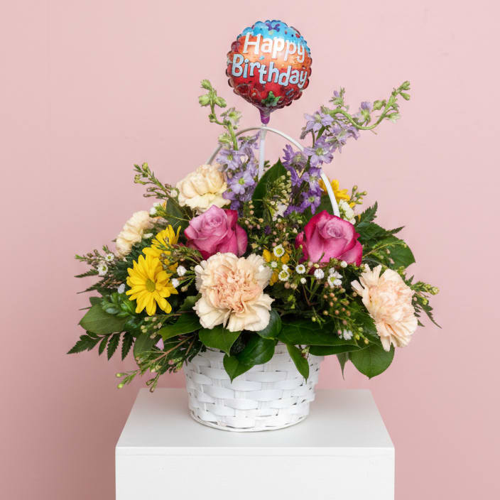 Birthday Basket Flower Bouquet