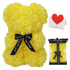 Yellow Rose Bear Flower Bouquet