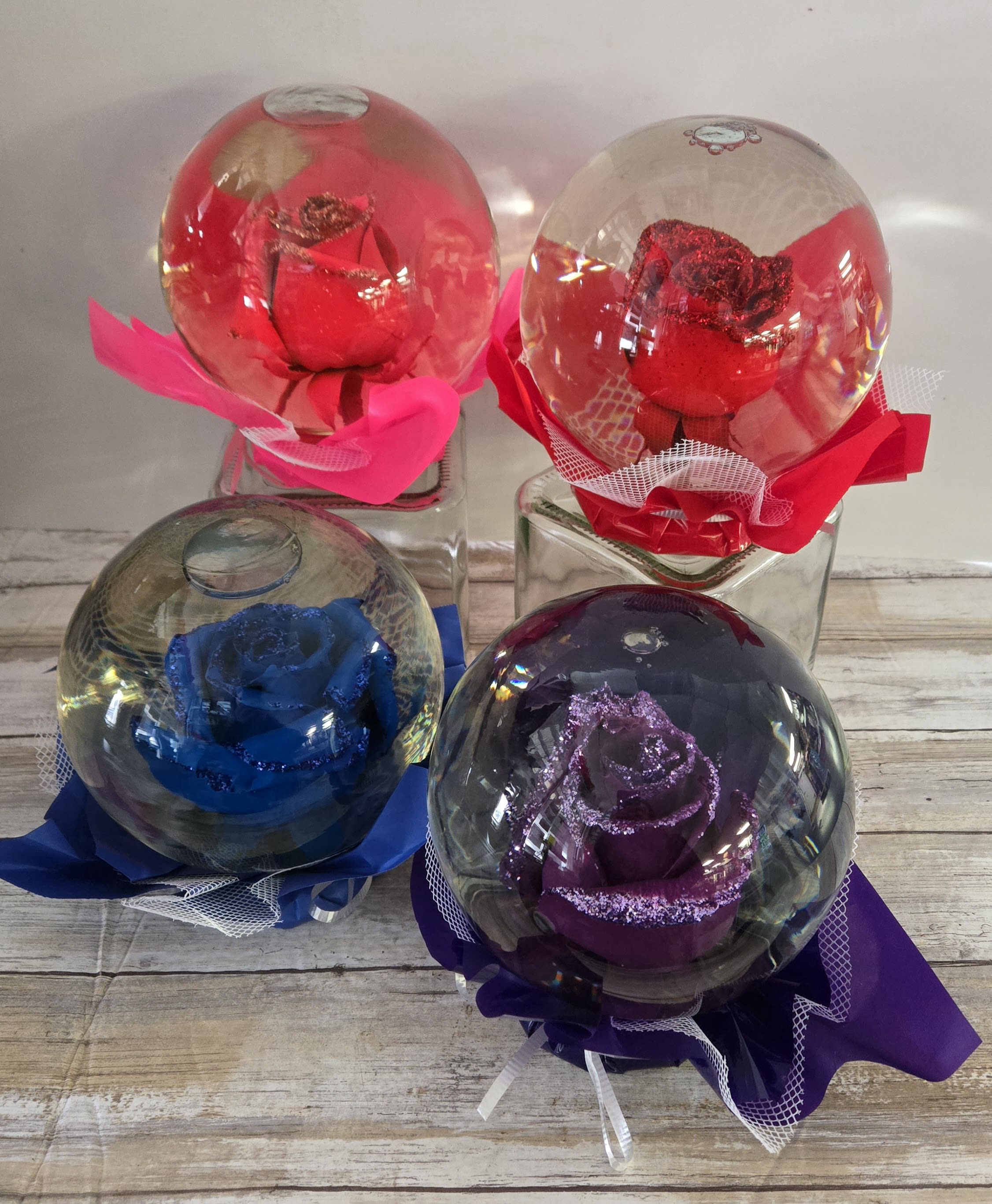Glittered Rose Globes Flower Bouquet