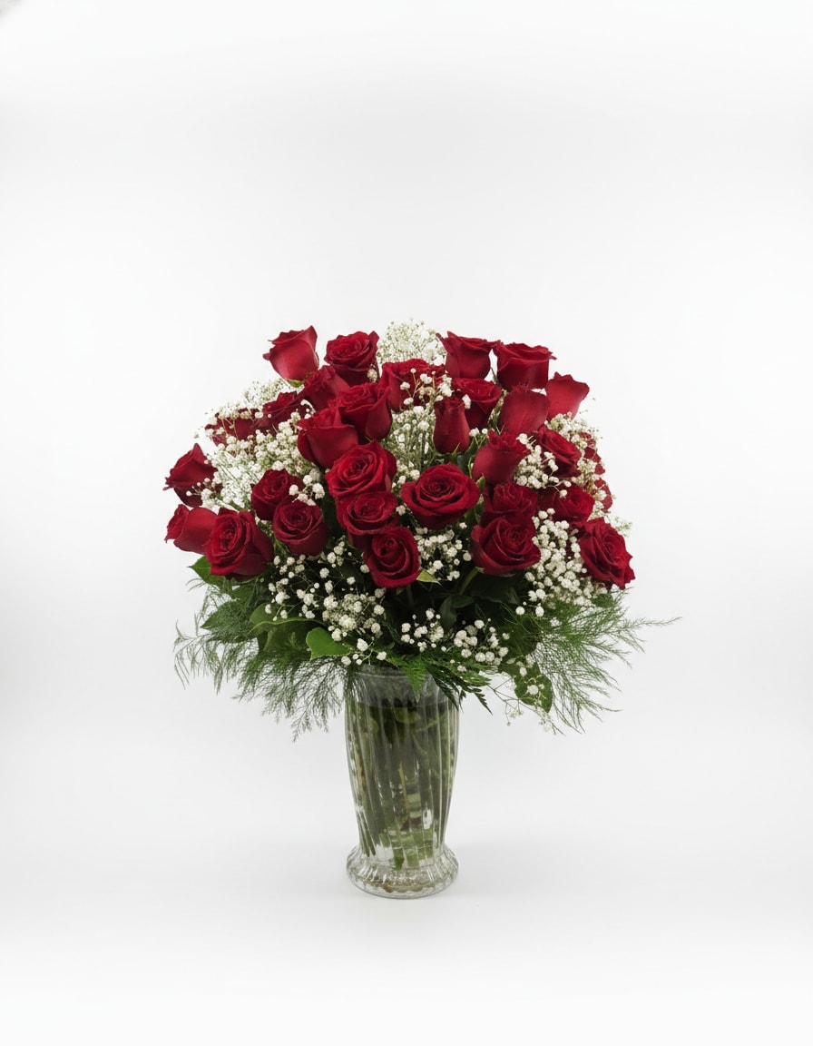 3 Dozen Rose Vase Flower Bouquet