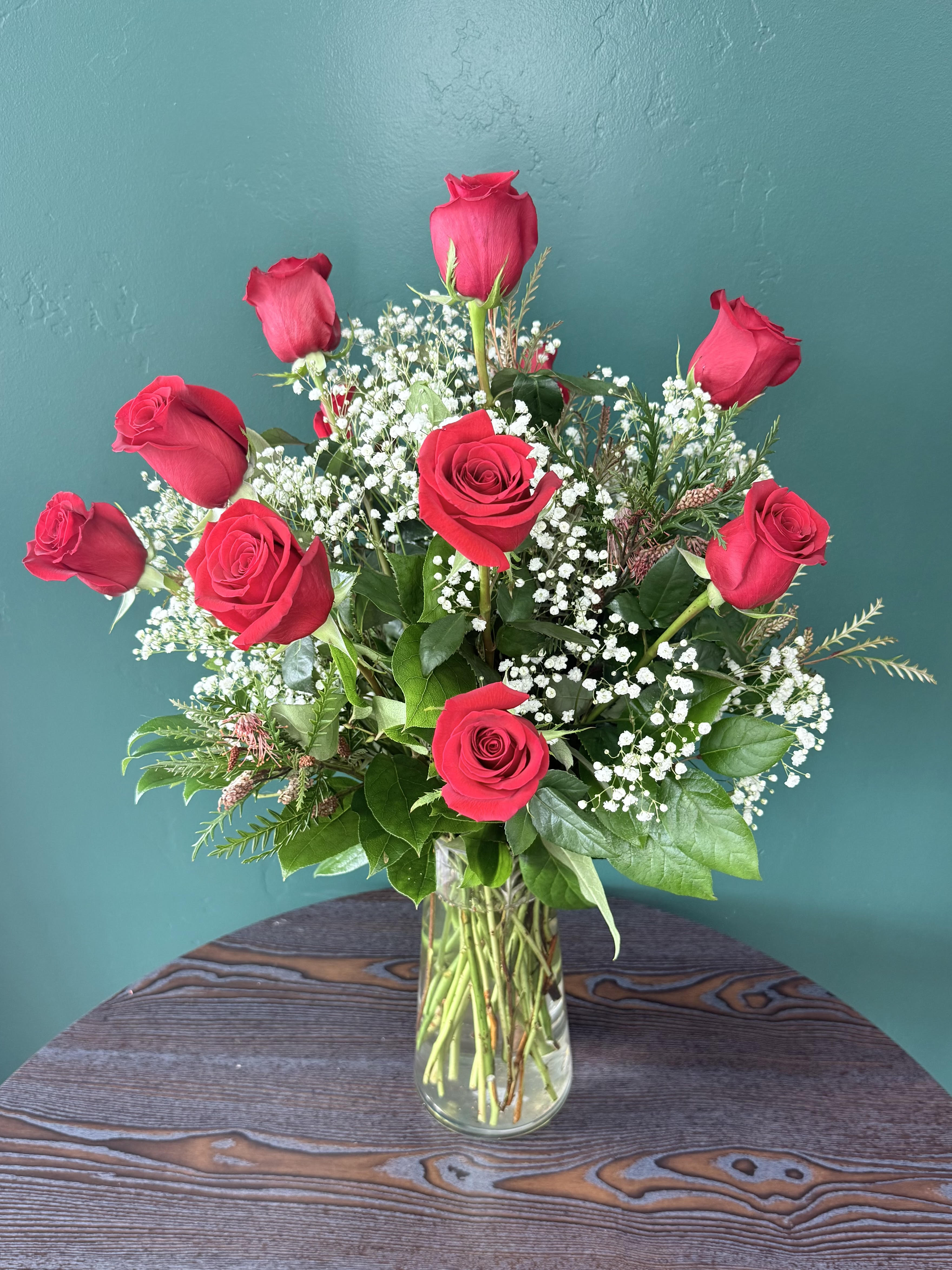 Classic Red Roses With Filler Flower Bouquet