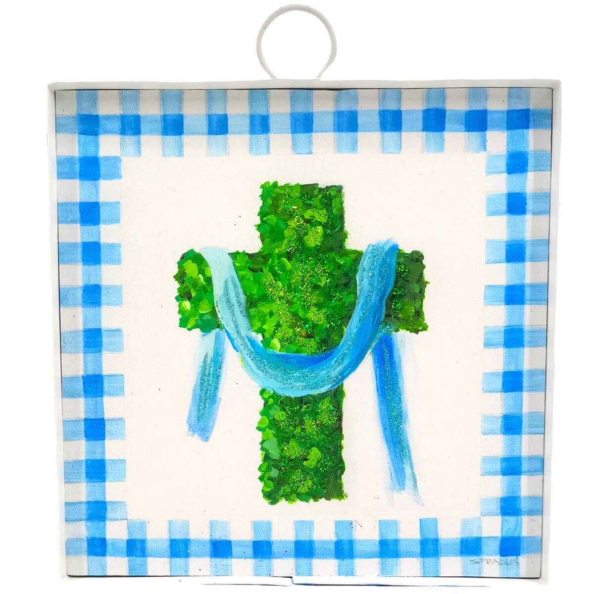 Mini Gallery Blue Boxwood Cross