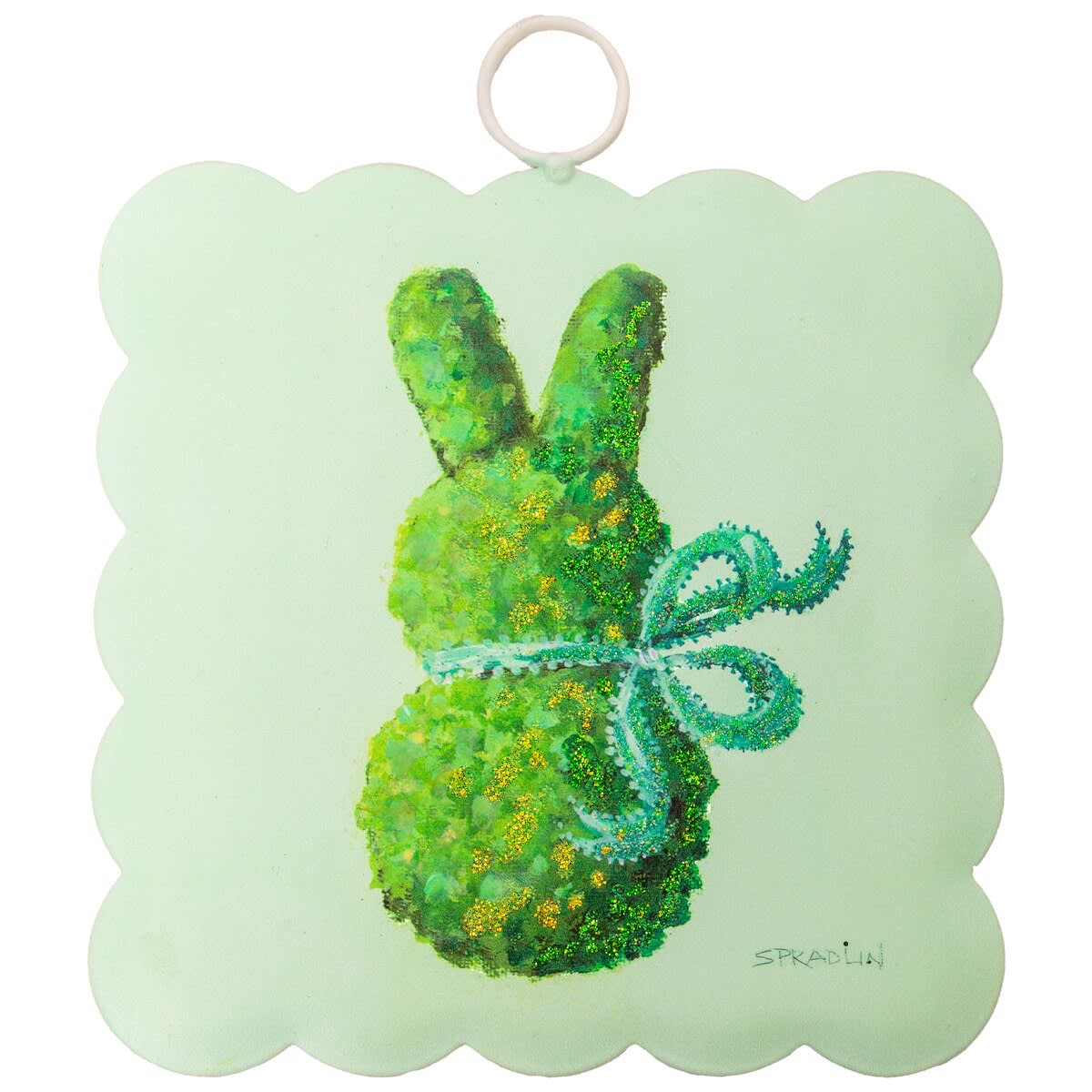 Mini Scallop Green Boxwood Bunny