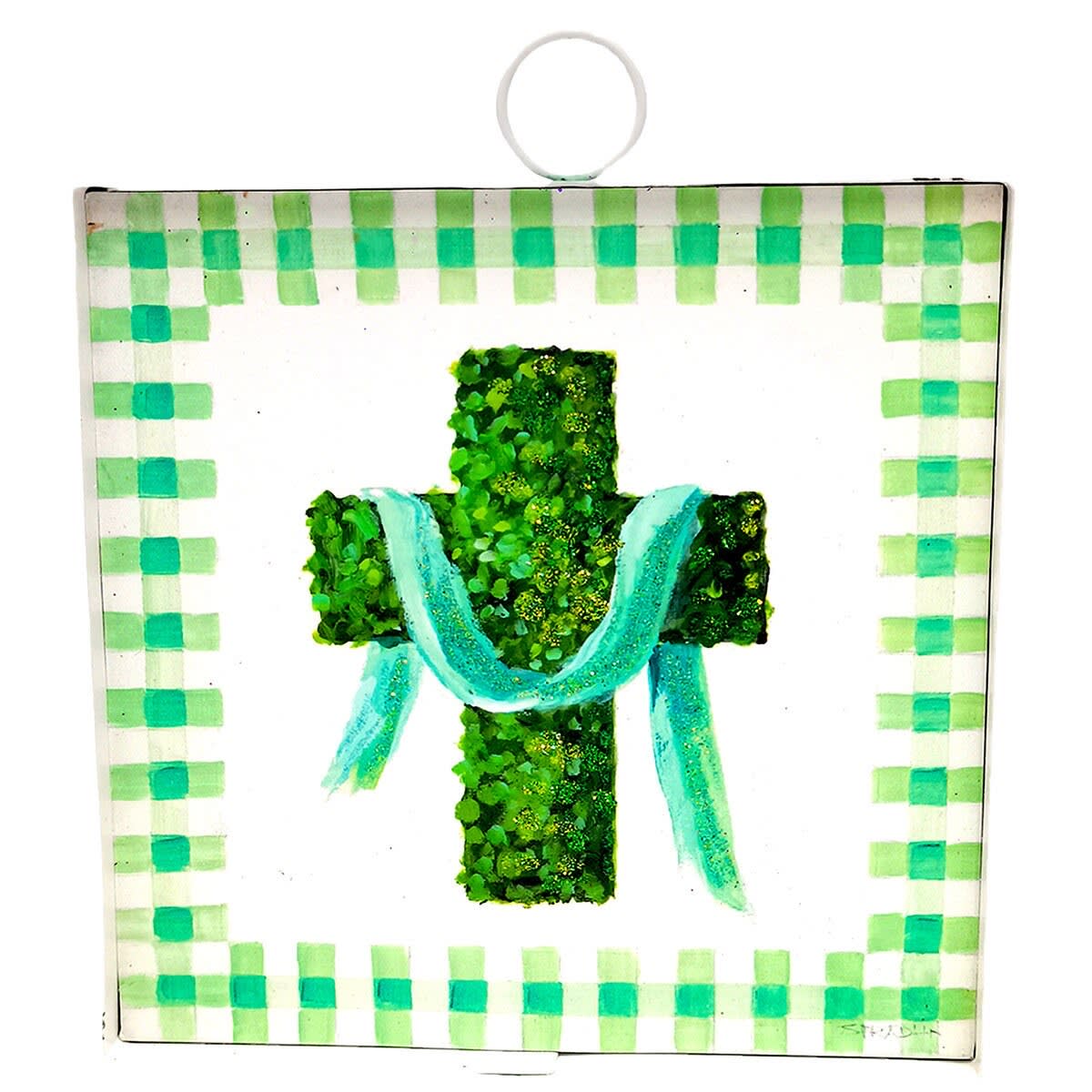 Mini Gallery Green Boxwood Cross Flower Bouquet