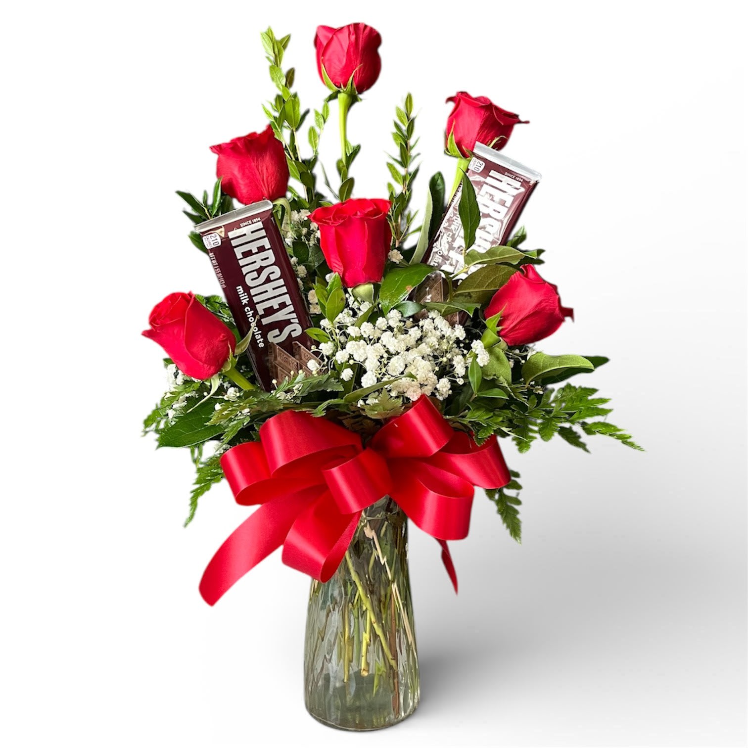 Half Dozen With Chocolate Flower Bouquet