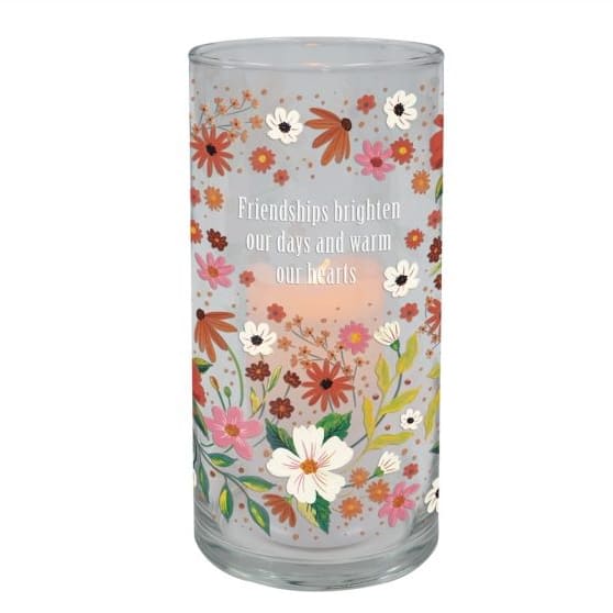 "Friendship" Hurricane Candle Flower Bouquet