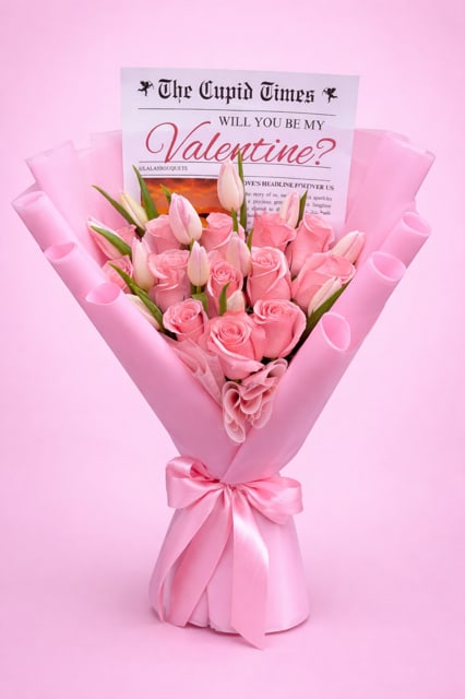 Dozen Roses With Tulips