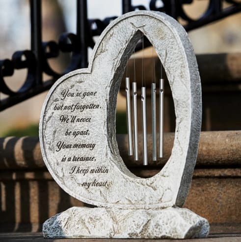 "Gone but Not Forgotten" Heart-Shaped Memorial Wind Chime