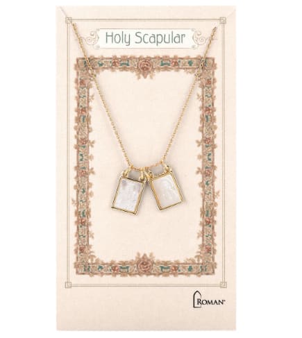 Scapular Necklace with Framed Shell Pendants ~ Gold