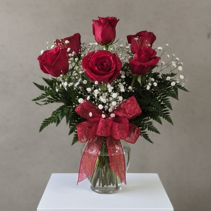 Half Dozen Rose Vase Flower Bouquet