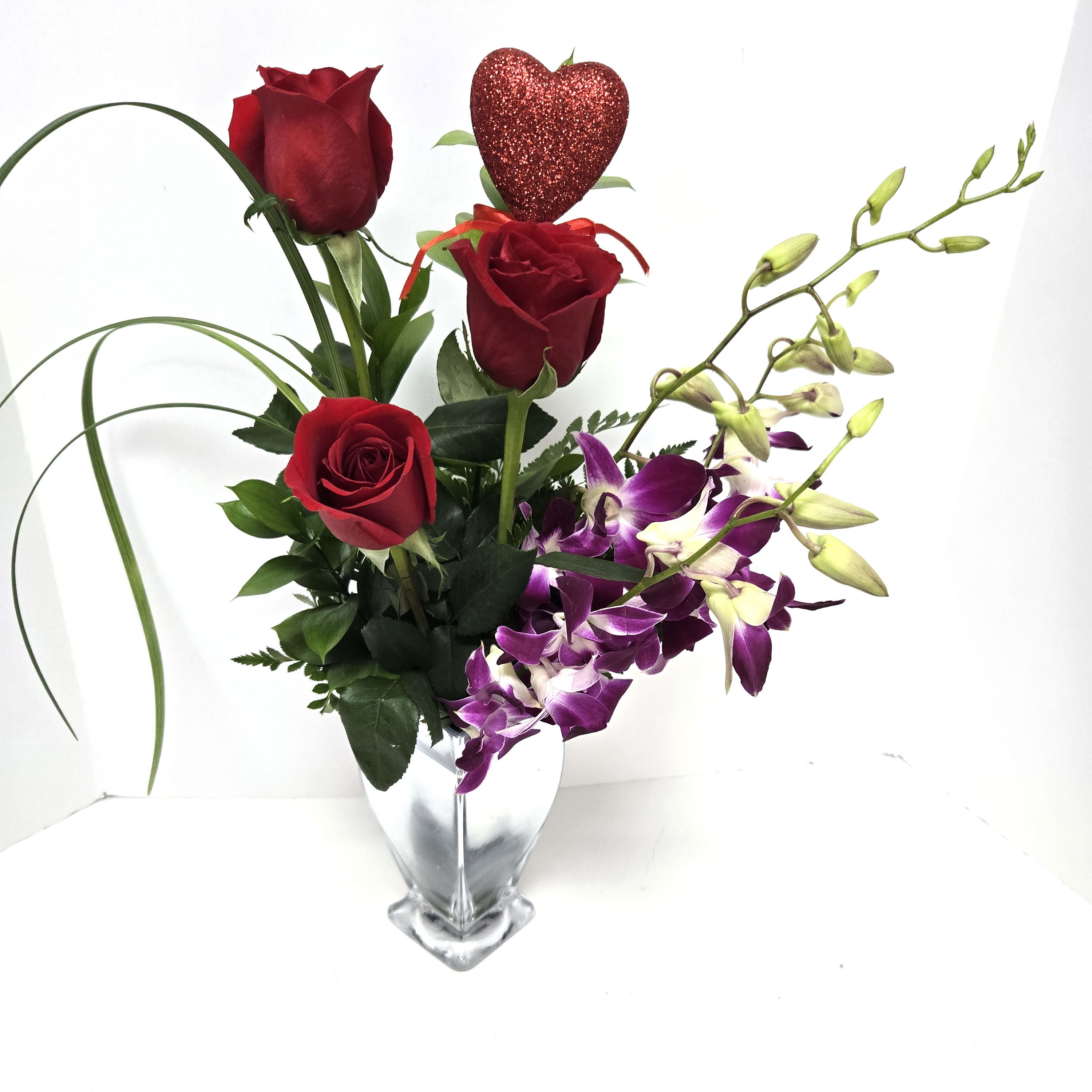 Orchid Rose Vase Deluxe Flower Bouquet