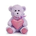 10" Lavender Bear with Sparkly Heart Flower Bouquet