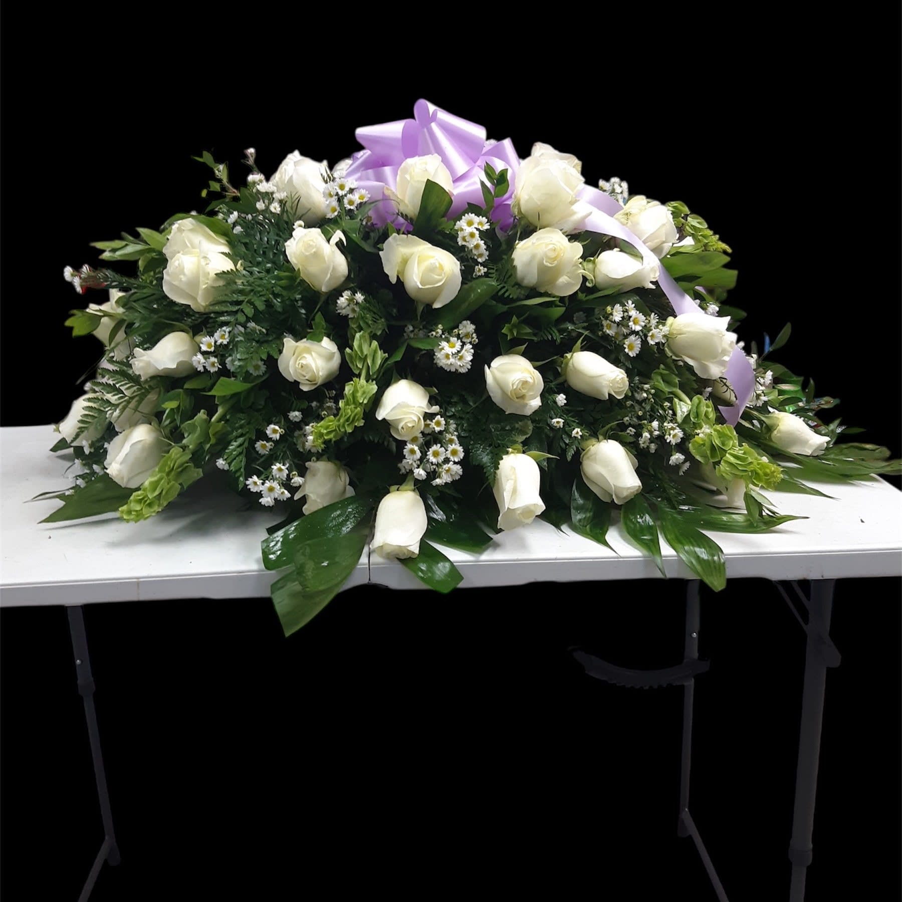 White Rose Casket Spray Flower Bouquet