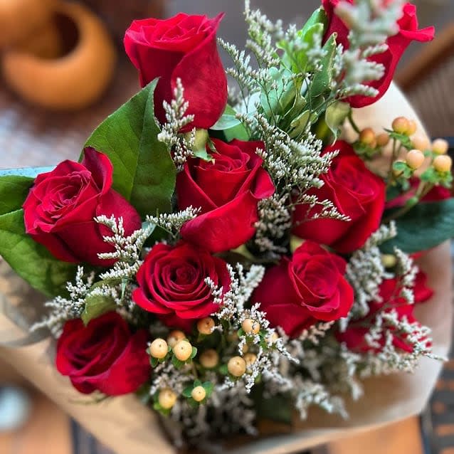 Dozen Wrapped Red Roses