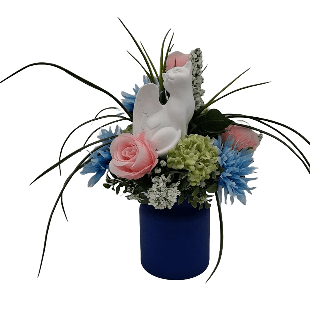 Cat Figurine Flower Bouquet