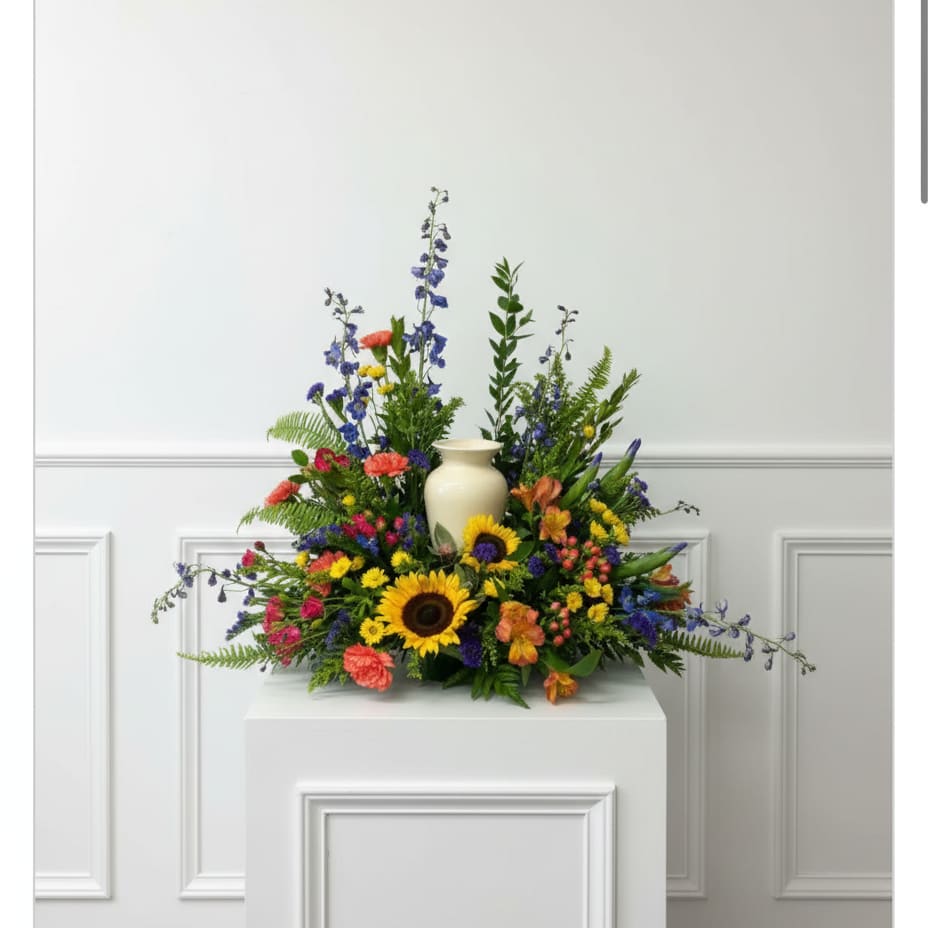Colorful Tribute Urn Arrangement