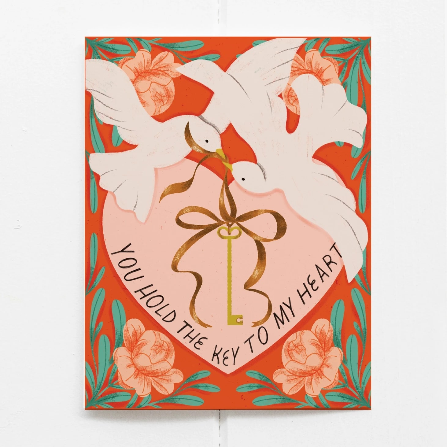 Key To My Heart Card Flower Bouquet