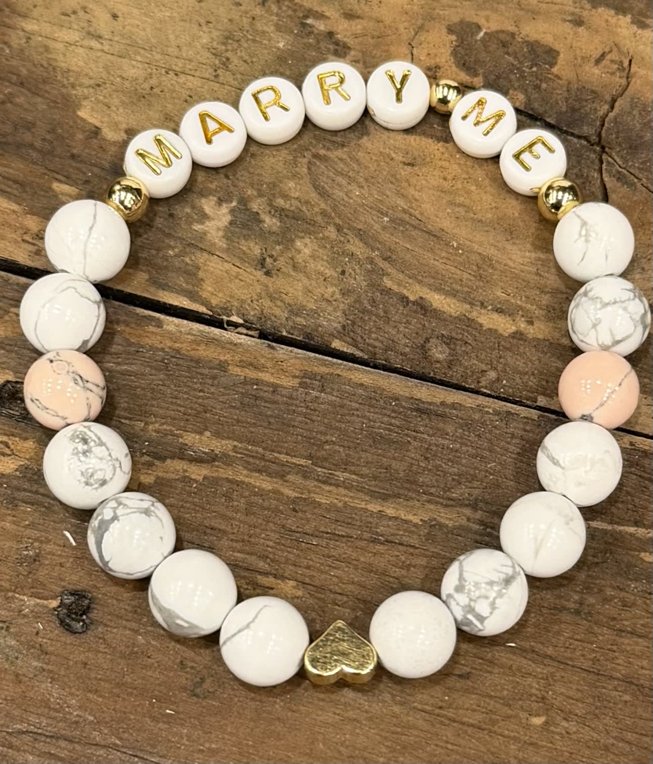Howlite and Pink Howlite Marry Me Bracelet