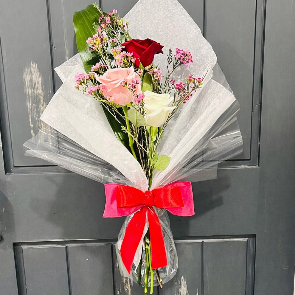 Triple Valentine Rose Wrapped