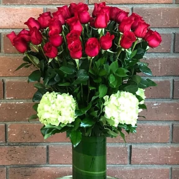 Three dozen red roses