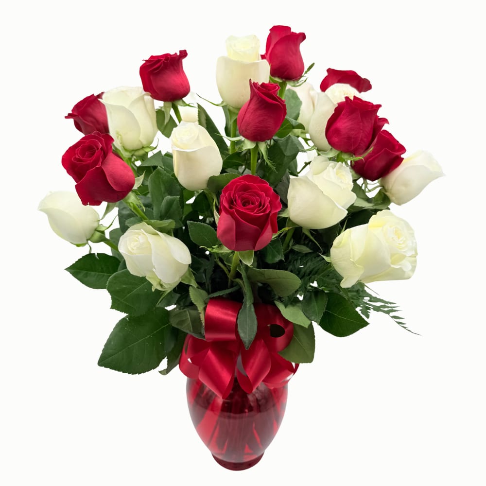 Red and White Rose Bouquet