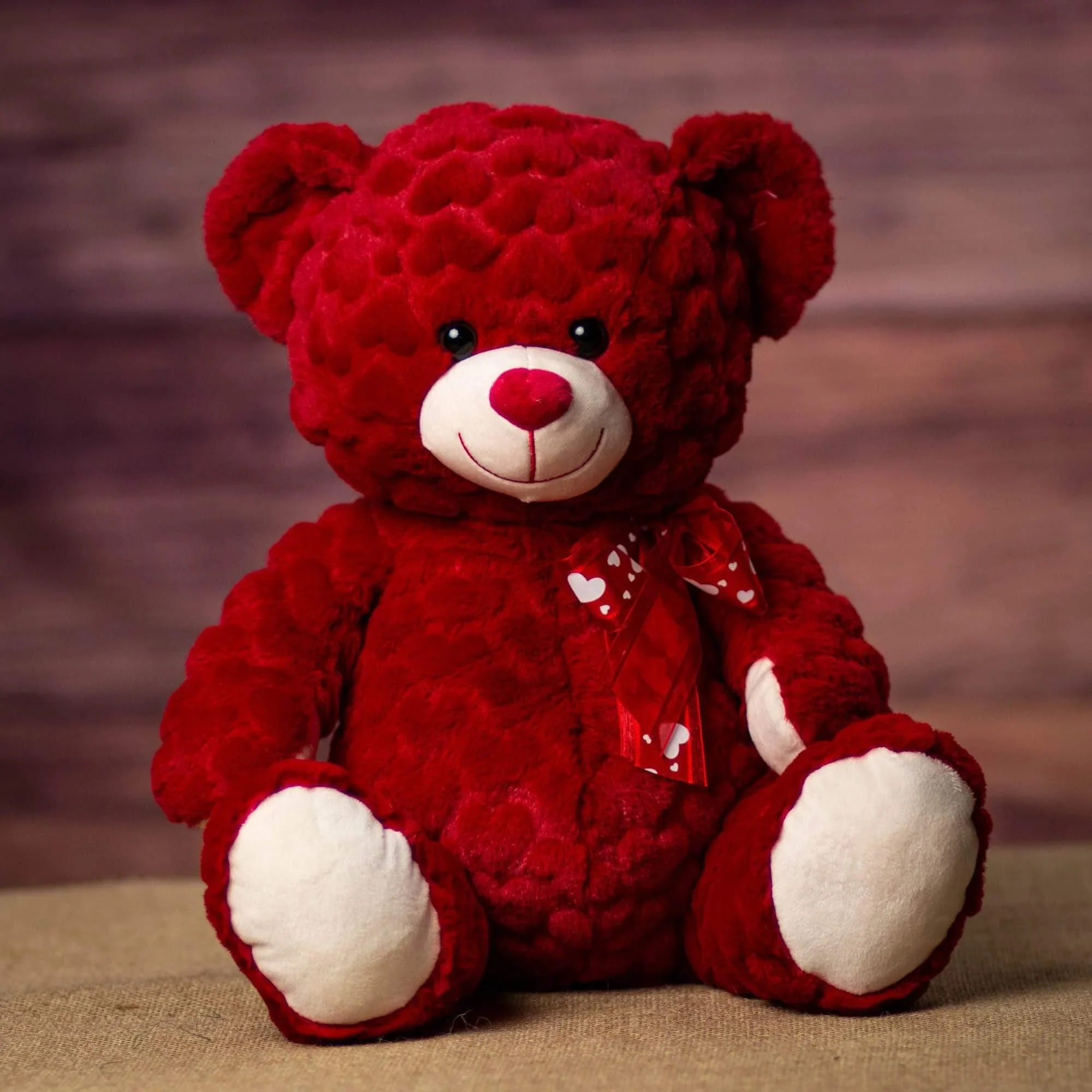 13" Red Heart Fur Bear