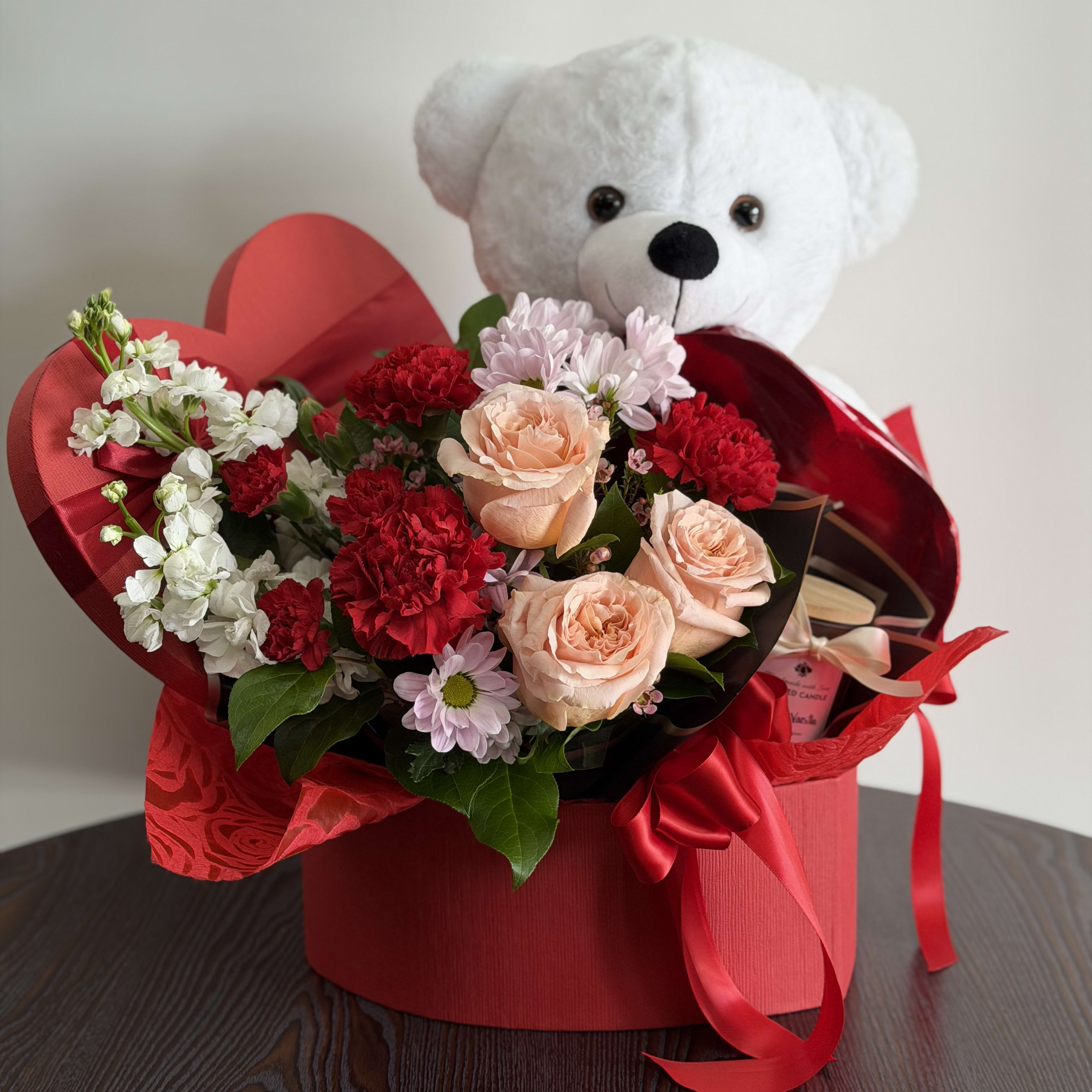 Valentine's Box Bundle By Elite Flower Bouquet