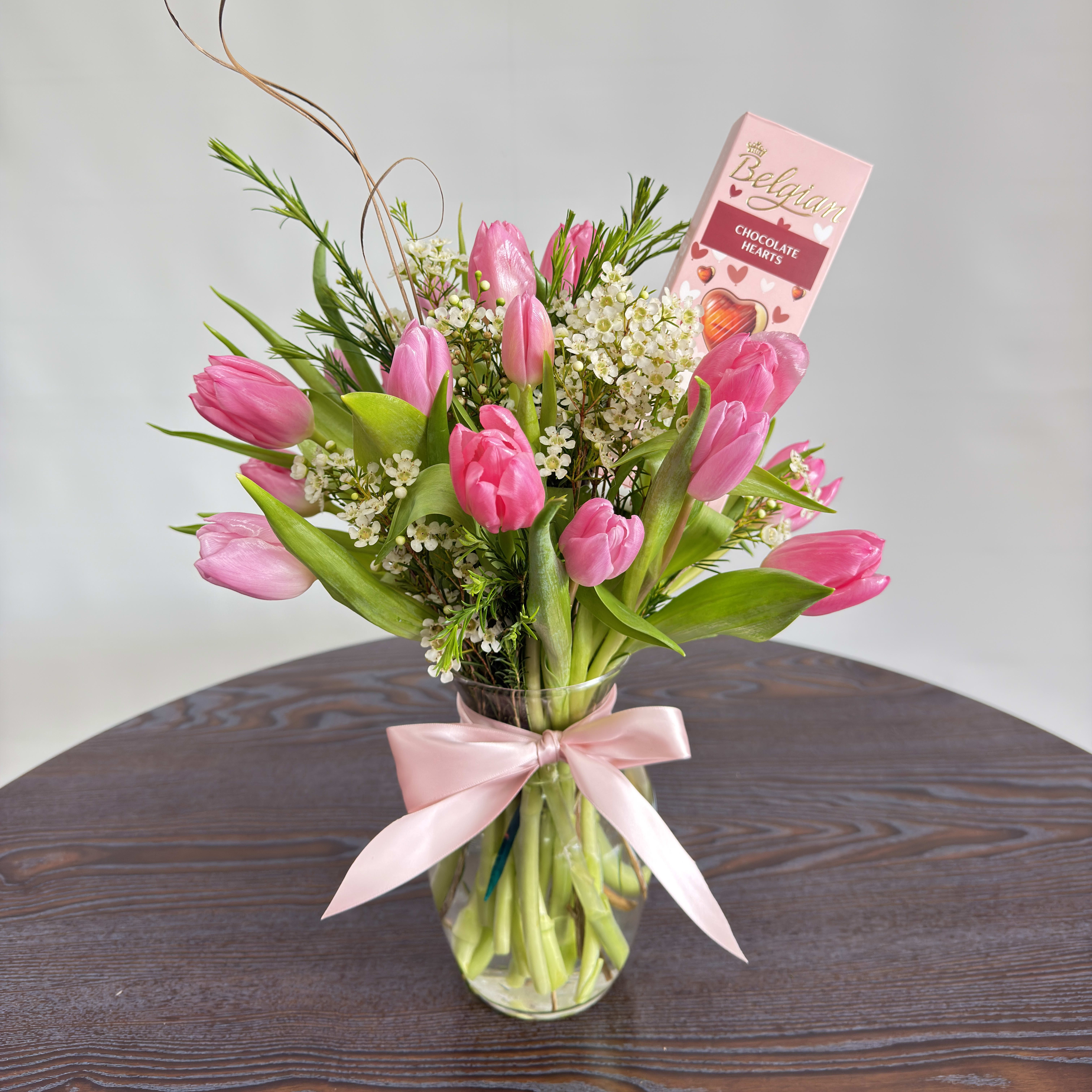 Timeless Tulips w/ Chocolate Flower Bouquet
