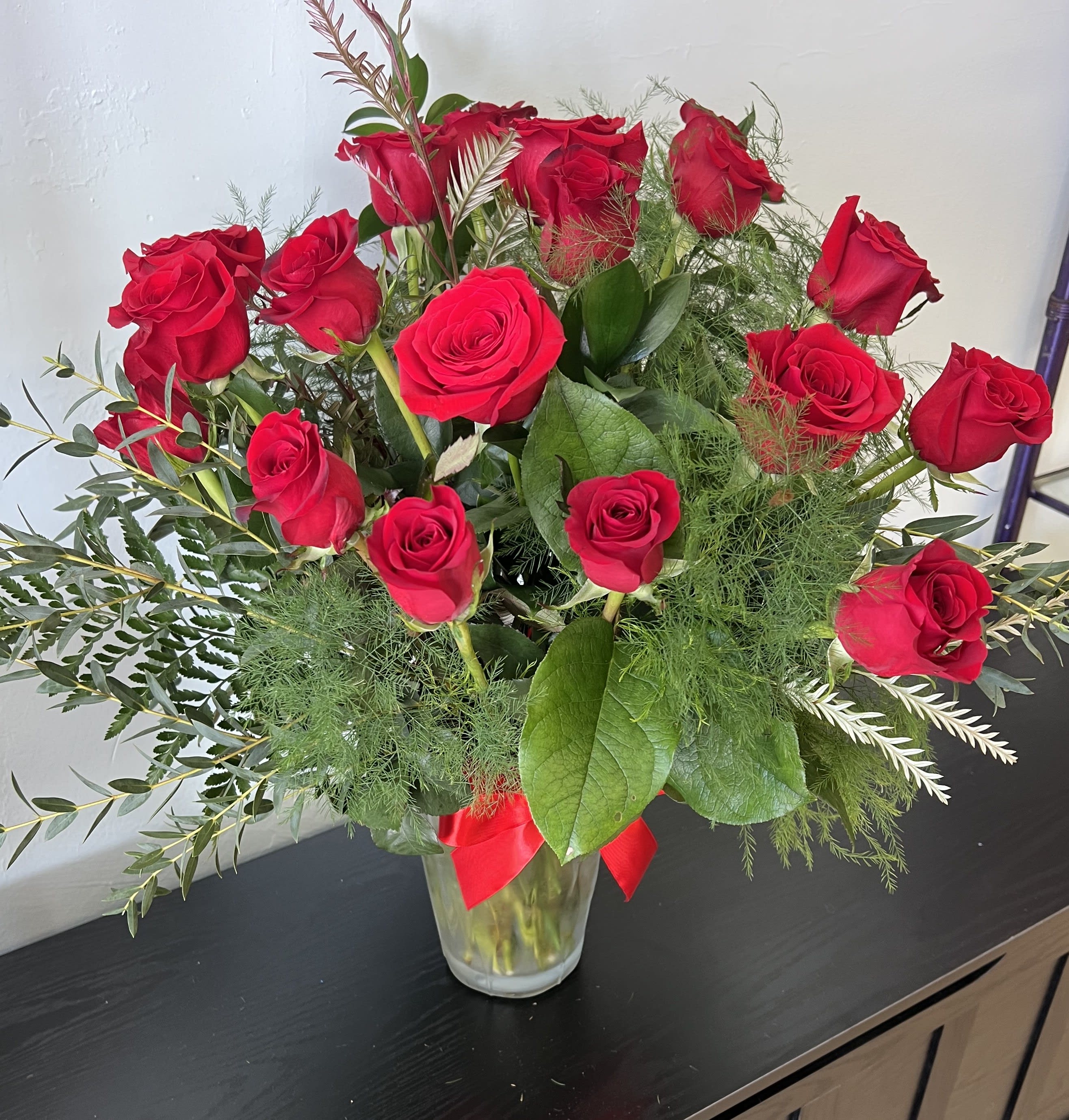 24 Red Roses in a Vase