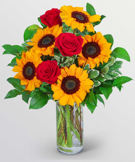 Sunshine and Roses Flower Bouquet