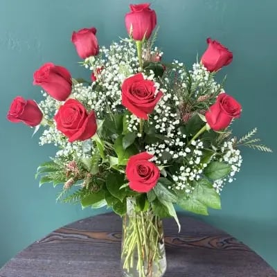 Classic Red Roses With Filler Flower Bouquet
