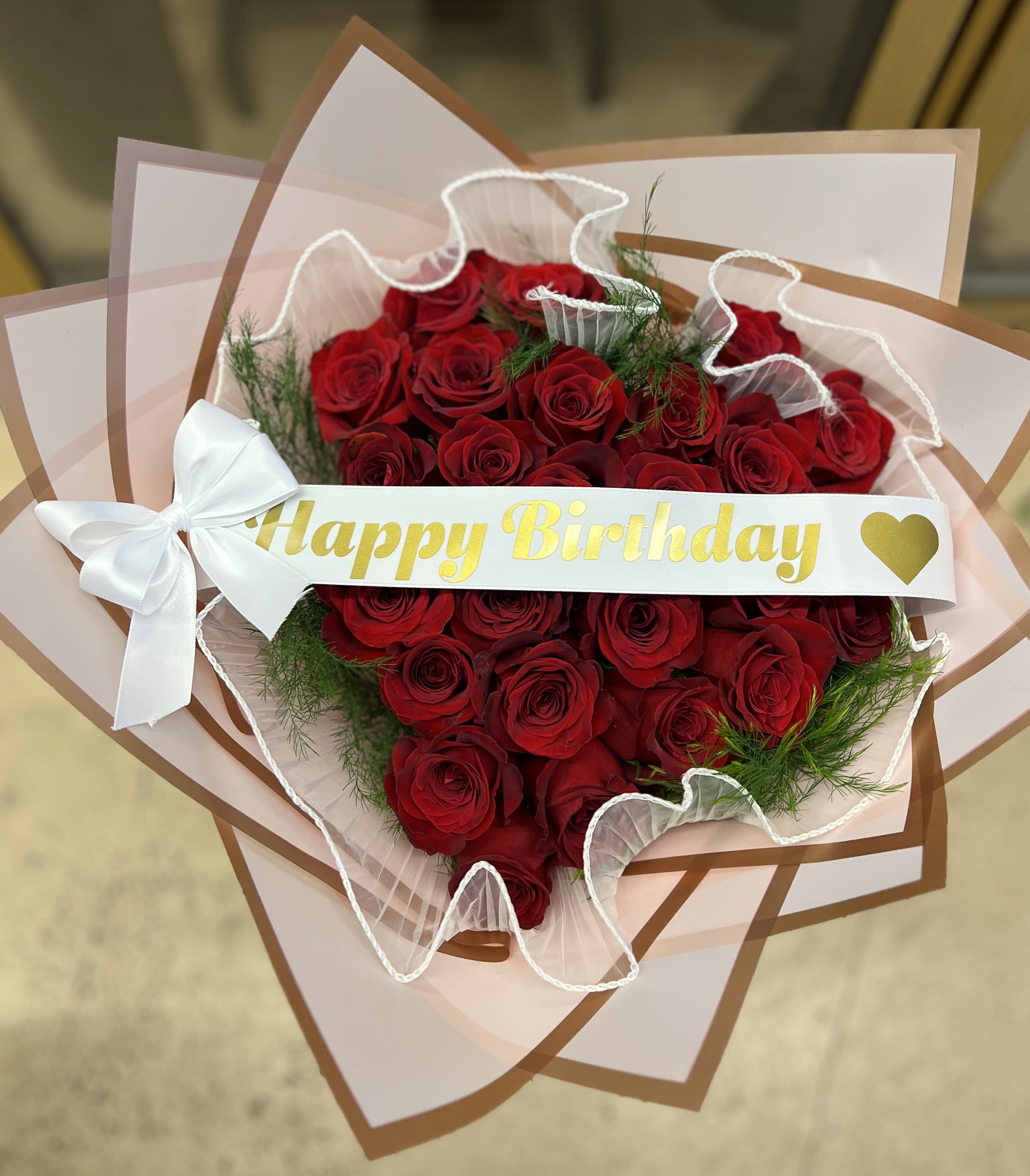 Heart Of Roses Birthday Bouquet