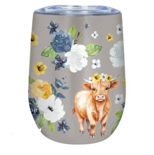 Highland Cow 12 Ounce Stemless Wine Tumbler