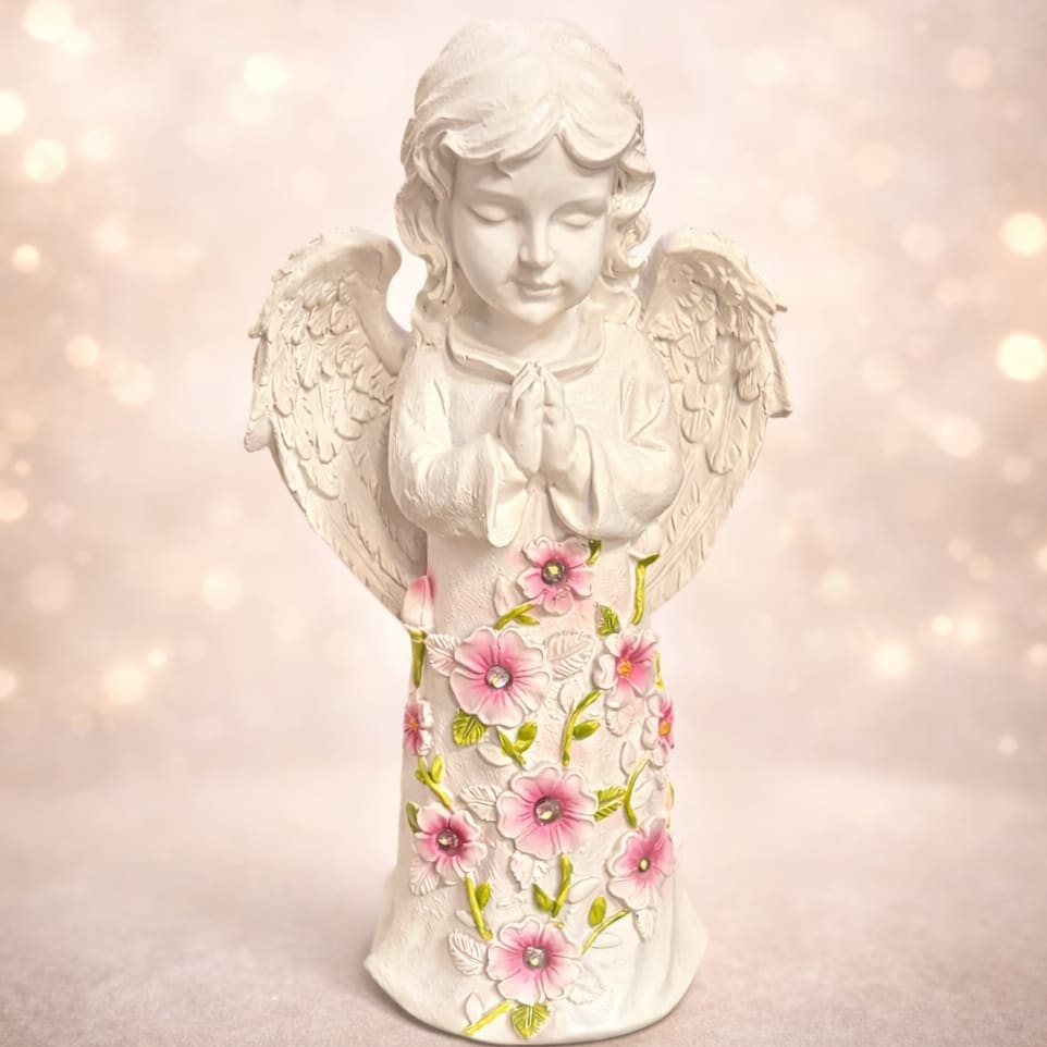 Light up Pink Blossom Prayer Angel Flower Bouquet
