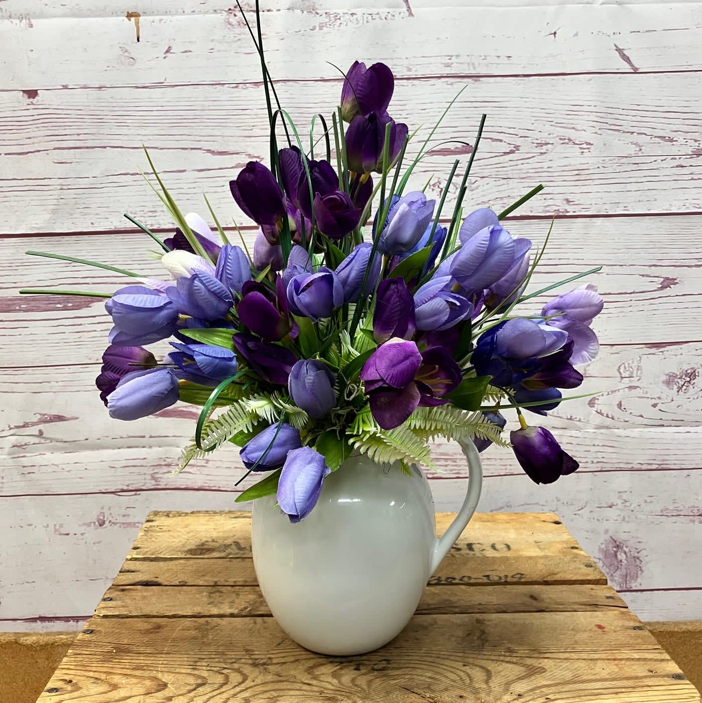 Velvet Morning Tulip Pitcher Silk (Artificial) Arrangement