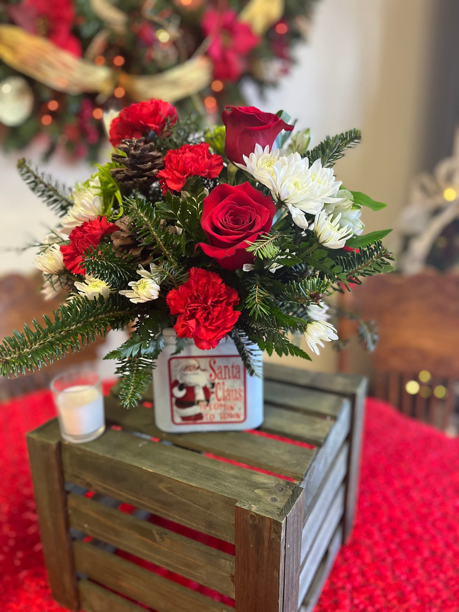 Vintage Christmas Cube Flower Bouquet