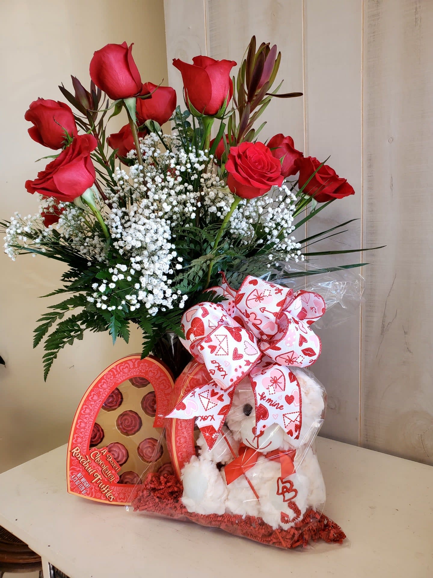“Love Delivered” Rose, Teddy & Chocolate Gift Set
