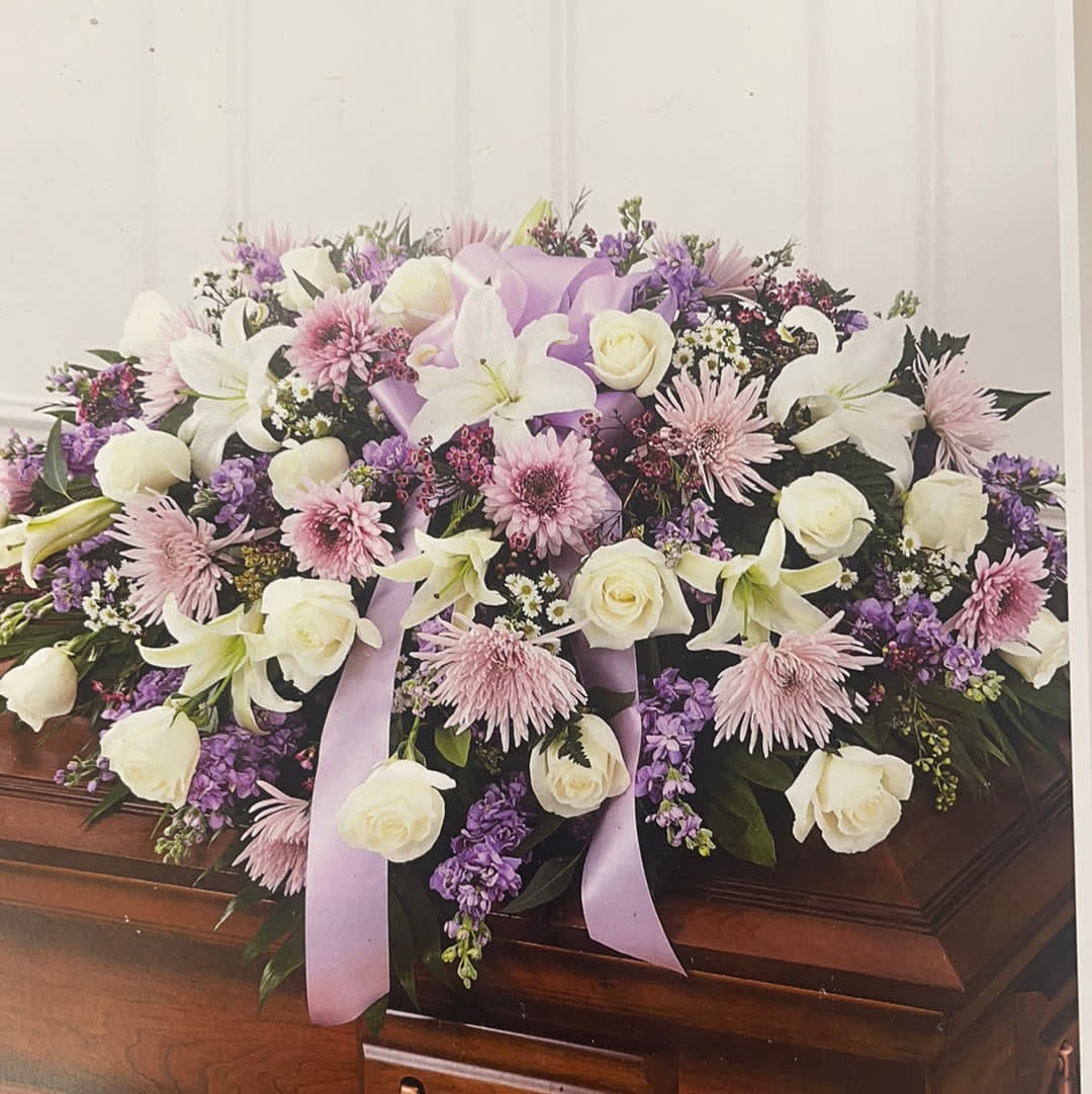 Lavender Marbled Full Casket Arrangement