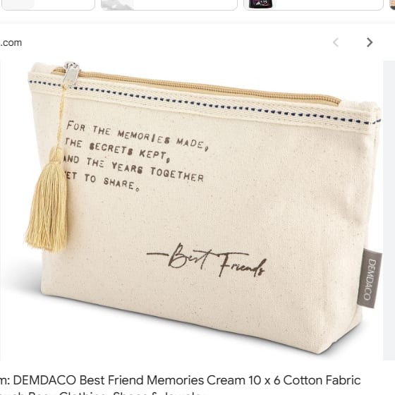 Demdaco Cream 10x6 Cotton Fabric Zip Pouch Bag with Tassel