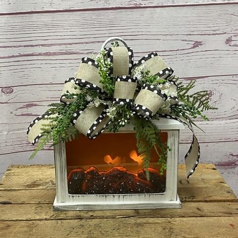 Flickering Fireplace Silk (Artificial) Lantern Flower Bouquet
