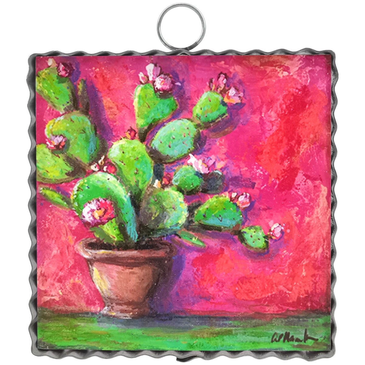 Mini Pink Potted Cactus Print